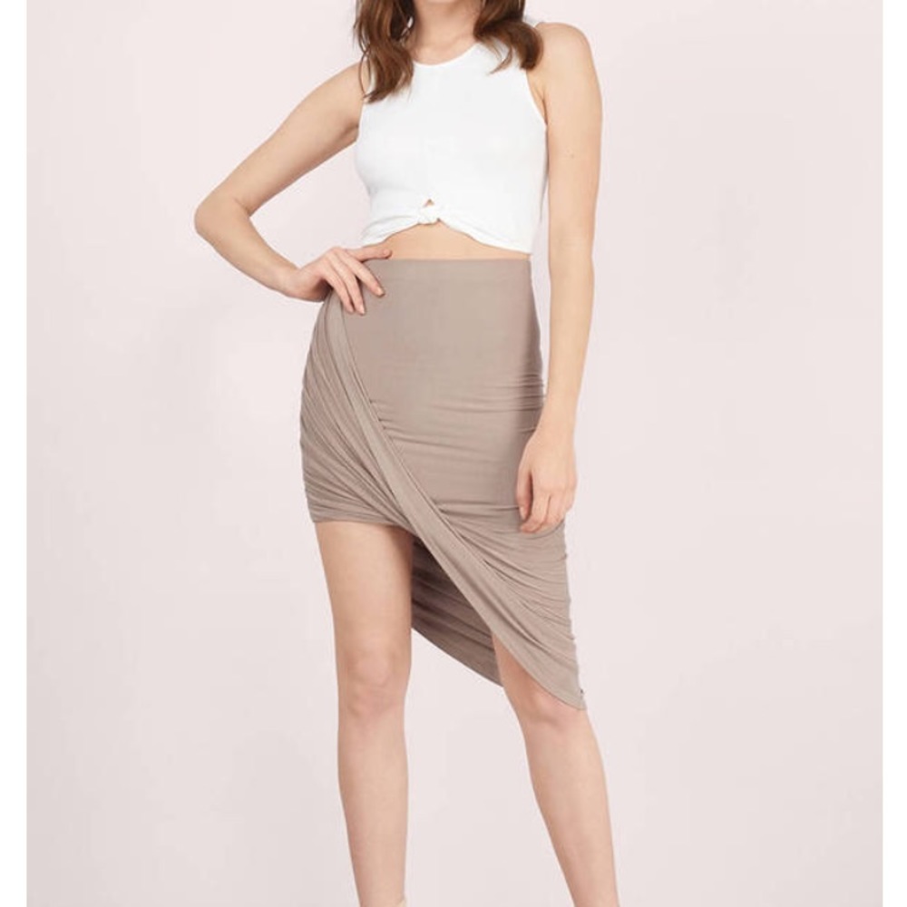 Tobi asymmetric draped skirt